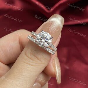 NEW Certified 4.14ct. t.w. Moissanite 2PC  Wedding Ring Set